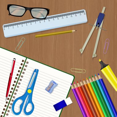 okul öğelerinin illüstrasyon