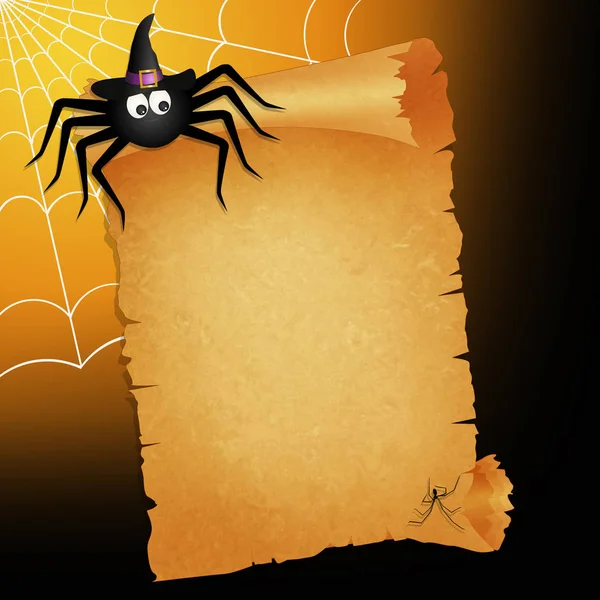 Ukázka Halloweenské Pergamenu Pavouka — Stock fotografie