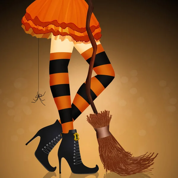 Ilustrace Halloweenských Čarodějnických Nohou — Stock fotografie