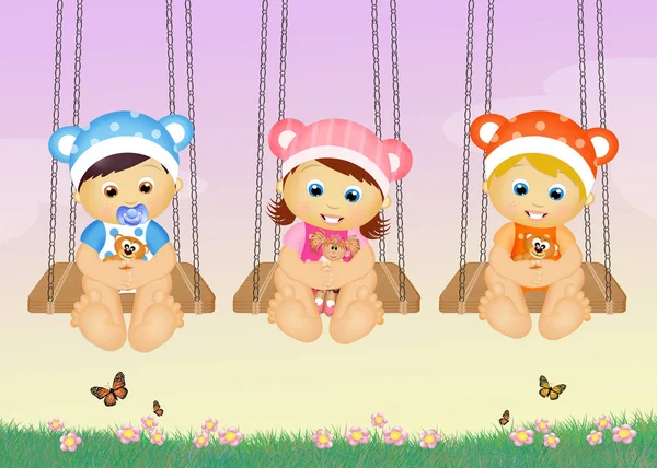 Illustration Children Swing — Stock Photo, Image