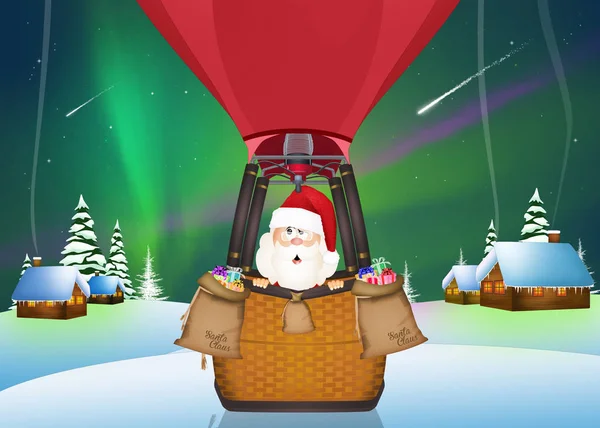 Illustration Santa Claus Hot Air Balloon — Stock Photo, Image