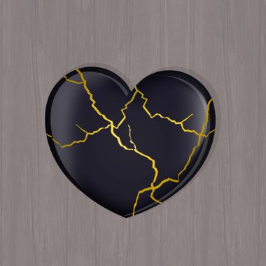 illustration of kintsugi golden heart clipart