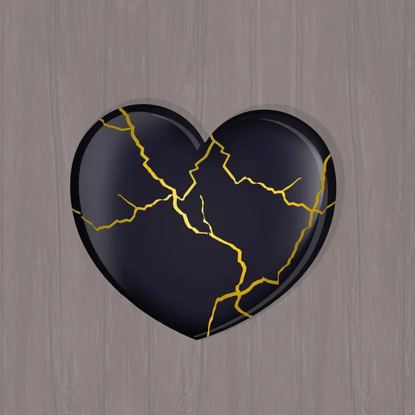 Illustration Kintsugi Gyllene Hjärta — Stockfoto