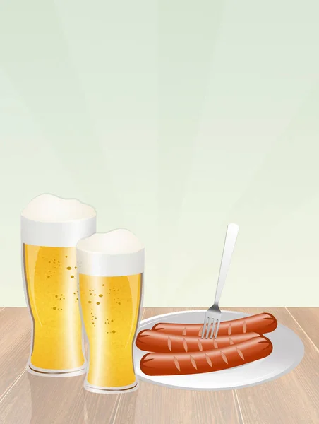 慕尼黑啤酒节啤酒和香肠 — 图库照片