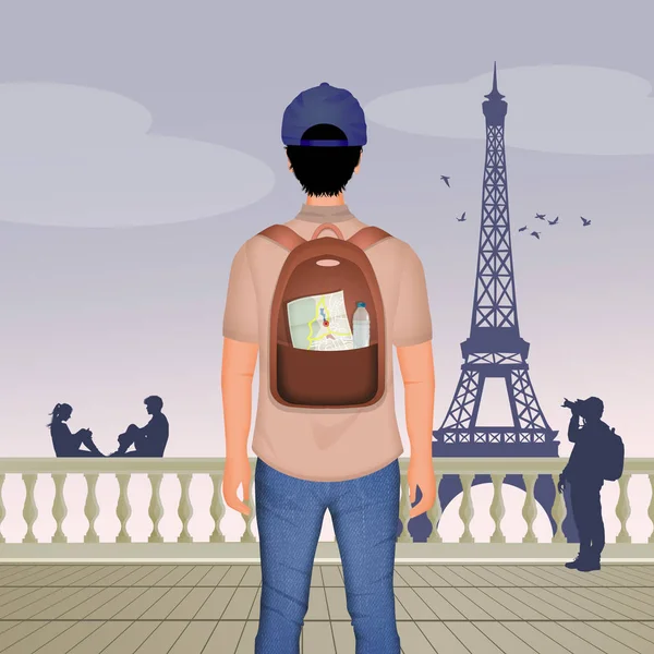 Illustration Tourist Paris — Stock Photo, Image