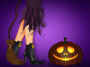 Cadılar Bayramı cadı bacaklarının çizimi