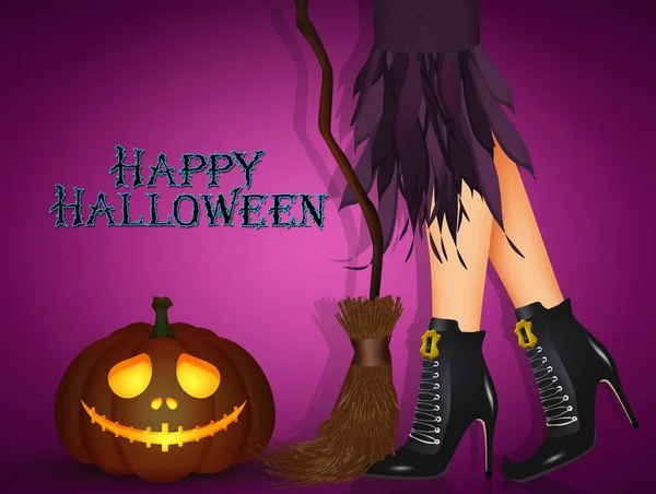 Ilustração Halloween Bruxa Pernas — Fotografia de Stock