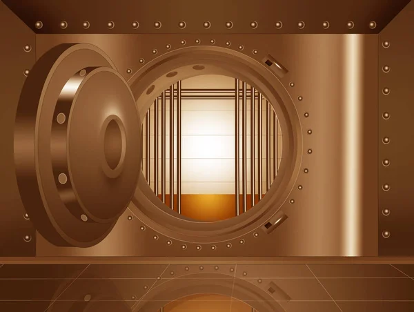 illustration of gold bank safe