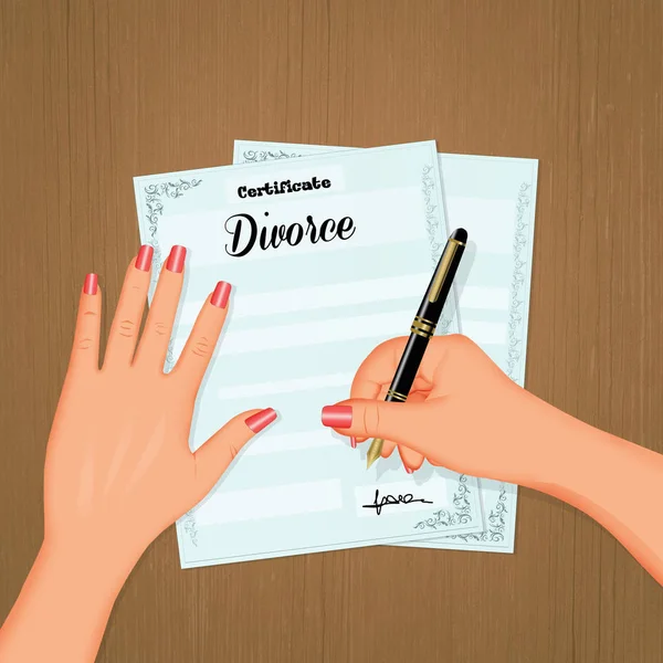 Γυναίκα Υπογράφει Χαρτιά Διαζυγίου — Φωτογραφία Αρχείου