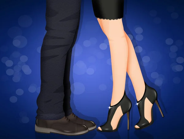 Detalhe Dos Pés Casal Com Sapatos Elegantes — Fotografia de Stock