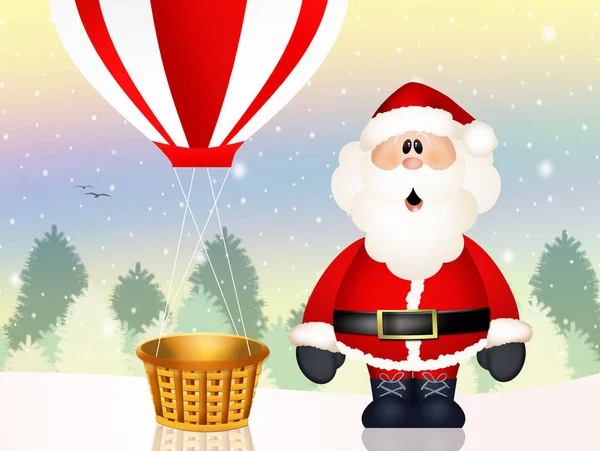 Weihnachtsmann Heißluftballon — Stockfoto