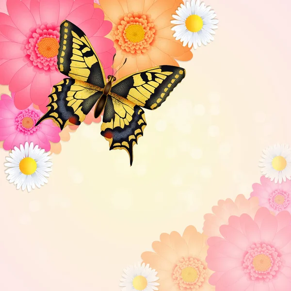 Illustration Swallowtail Flowers — Stock Photo, Image