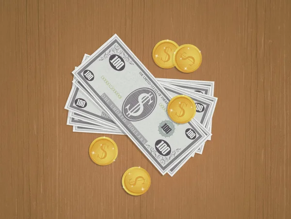 テーブルの上のお金のイラスト — ストック写真