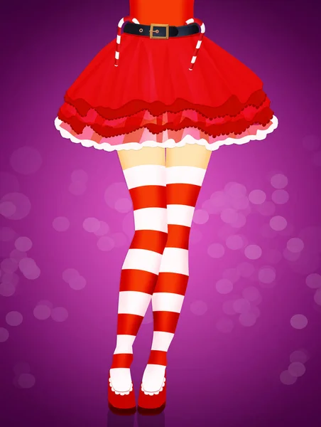 Frau Beine Farbe Rote Socken Weihnachten — Stockfoto