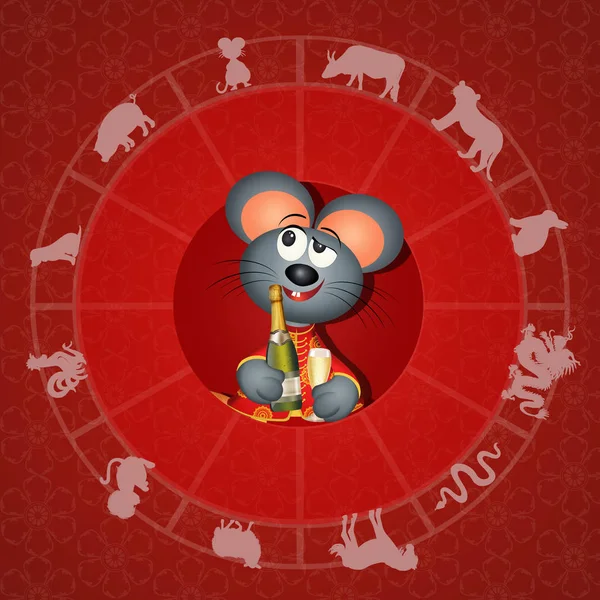 Ilustrace Čínského Horoskopu — Stock fotografie