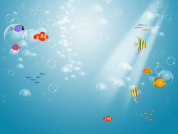Illustration Des Meeresbodens Mit Fischen — Stockfoto