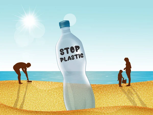Okyanustaki Durdurma Plastiğinin Bir Gösterimi — Stok fotoğraf