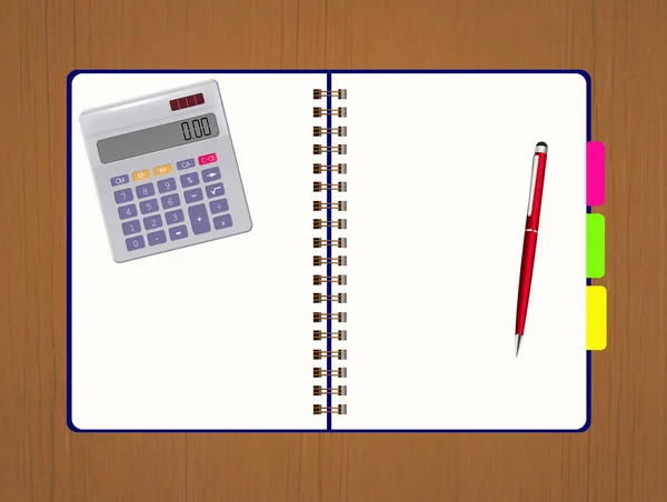 Ilustração Notebook Com Calculadora — Fotografia de Stock