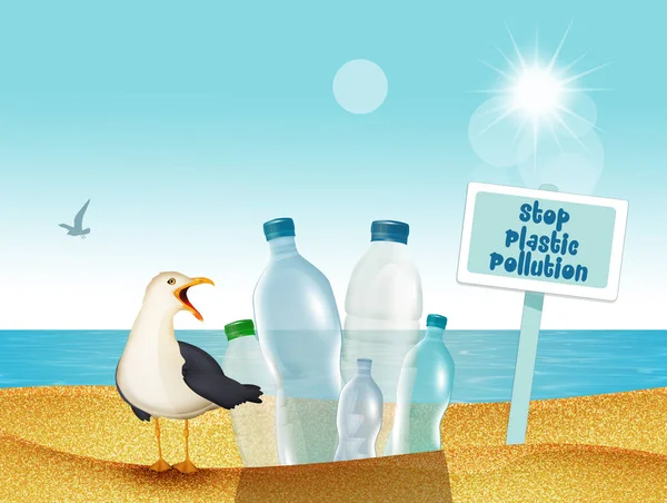 Иллюстрация Остановки Пластикового Загрязнения — стоковое фото