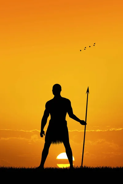 Illustration Von Masai Bei Sonnenuntergang — Stockfoto