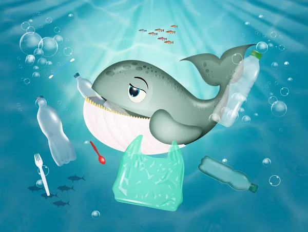 Balena mangia plastica — Foto Stock