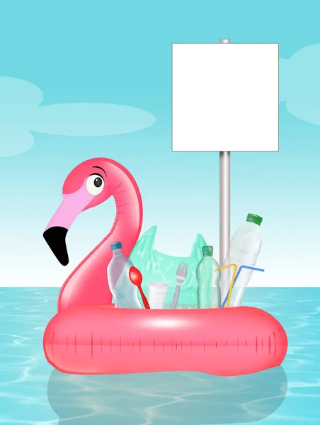 Inflatable Flamingo Plastic Waste — Stock Photo, Image