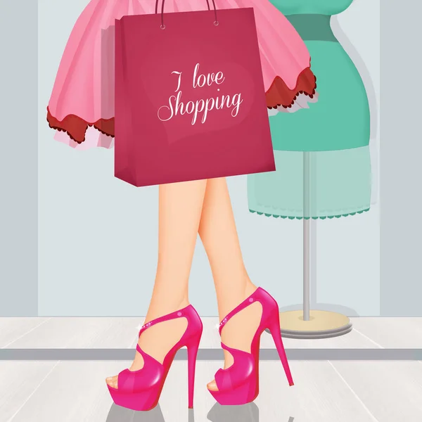 Illustration Women Love Shopping — Stock Photo, Image