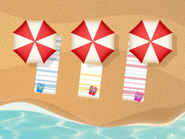 Illustration Beach Umbrellas Seen — Stock Photo, Image