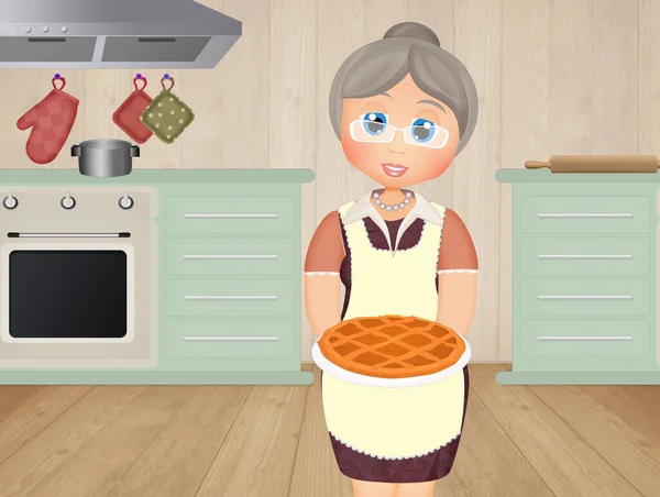 Grandma Makes Homemade Tart — Stock Photo, Image