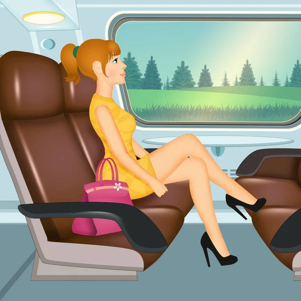 Ilustración Chica Vagón Tren —  Fotos de Stock