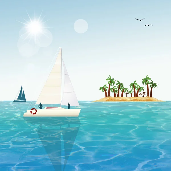 Illustrazione Vacanze Barca Vela — Foto Stock