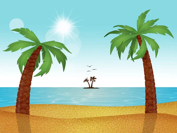 Ilustración Palmeras Isla — Foto de Stock