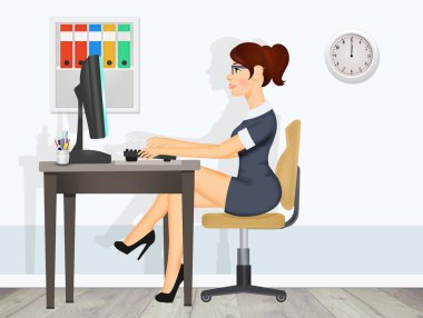 Ofisteki seksi sekreter kadın.