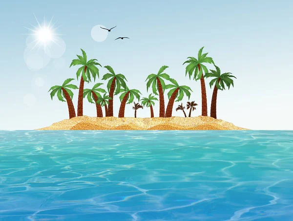 Illustration Island Horizon — Stock Photo, Image