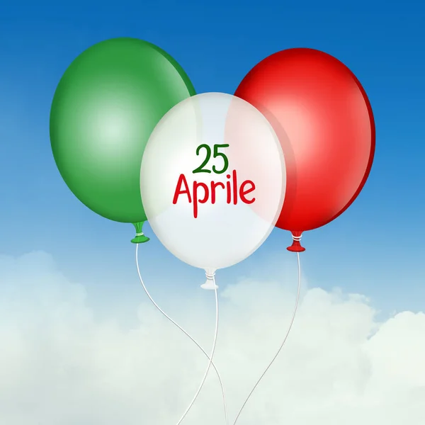 Postal Del Abril Con Globos Color Bandera Italiana — Foto de Stock