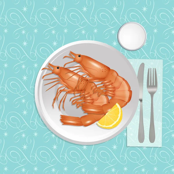 illustration of prawns on the plate