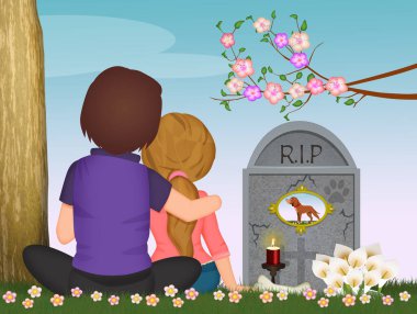 Bahçedeki köpek için mezar resmi.