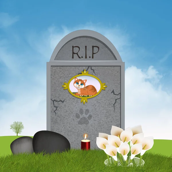 Ilustración Cementerio Para Gatos — Foto de Stock