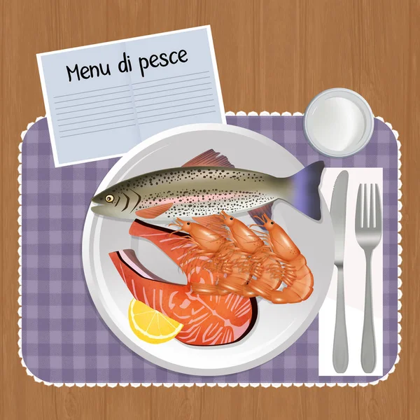 Ilustração Cardápio Peixe — Fotografia de Stock