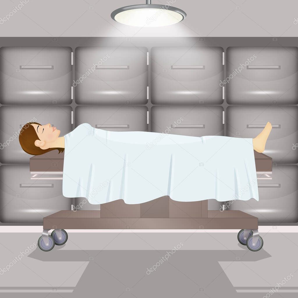 illustration of corpse in the morgue