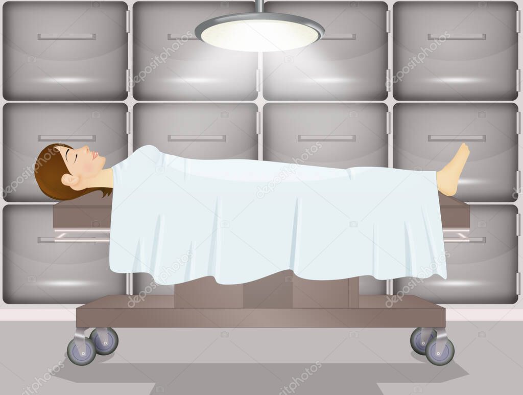 illustration of corpse in the morgue