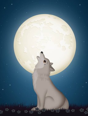 Ay ışığında uluyan kurdun resmi.