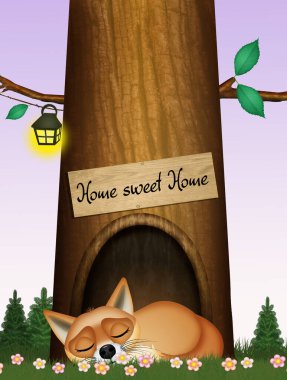 Kızıl Tilki 'nin çalışma odasında uyuduğunun resmi.