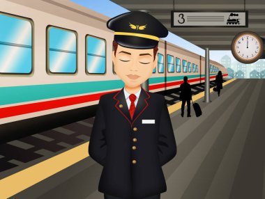 İstasyondaki tren kontrolörü.