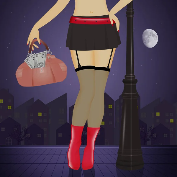 Ilustracja Sexy Prostytutki Ulicy — Zdjęcie stockowe