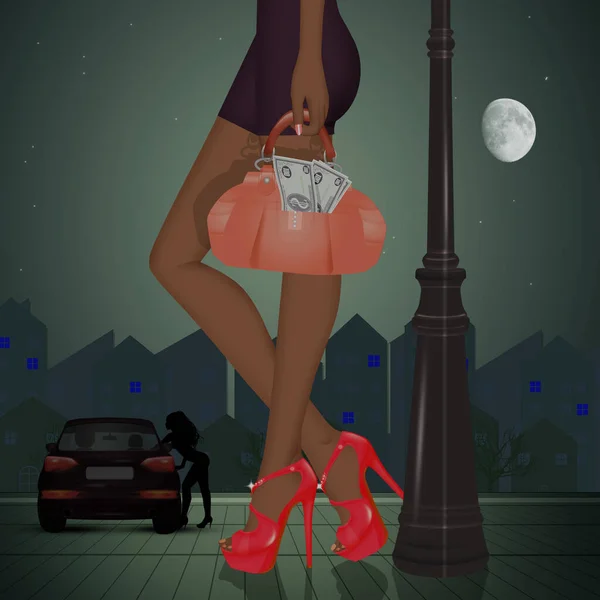 外国人売春婦のイラスト — ストック写真