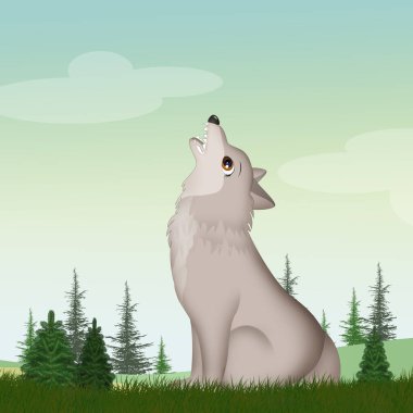 Ormanda uluyan kurdun resmi.