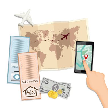 Geziyi planlamak için kullanılan nesnelerin çizimi