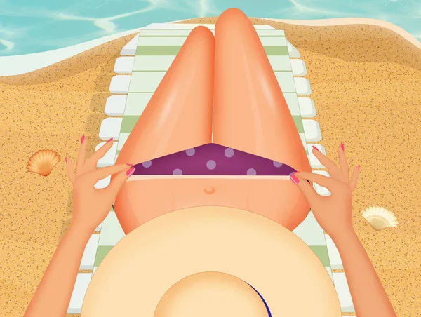 Ragazza Sexy Abbronzata Sulla Spiaggia — Foto Stock