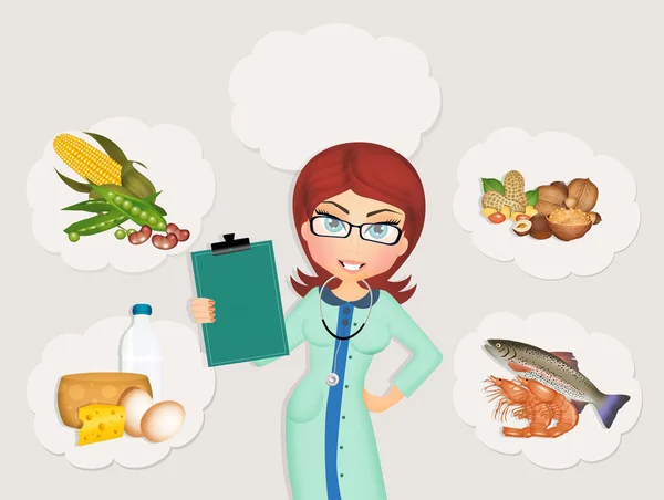 illustration of nutritionist assesses food allergies and intolerances